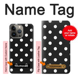 iPhone 13 Pro Hard Case Black Polka Dots with custom name