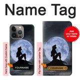 iPhone 13 Pro Hard Case Mermaid Moon Night with custom name