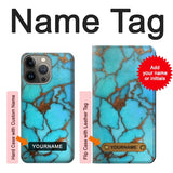 iPhone 13 Pro Hard Case Aqua Turquoise Rock with custom name