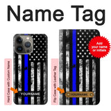 iPhone 13 Pro Hard Case Thin Blue Line USA with custom name