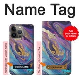 iPhone 13 Pro Hard Case Colorful Abstract Marble Stone with custom name