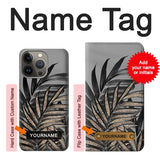 iPhone 13 Pro Hard Case Gray Black Palm Leaves with custom name