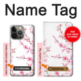 iPhone 13 Pro Hard Case Pink Cherry Blossom Spring Flower with custom name