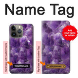 iPhone 13 Pro Hard Case Purple Quartz Amethyst Graphic Printed with custom name