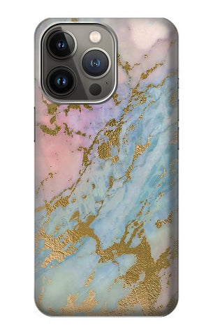 iPhone 13 Pro Hard Case Rose Gold Blue Pastel Marble Graphic Printed