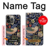 iPhone 13 Pro Hard Case William Morris Strawberry Thief Fabric with custom name