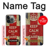 iPhone 13 Pro Max Hard Case Keep Calm and Carry On with custom name