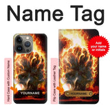 iPhone 13 Pro Max Hard Case Hell Fire Skull with custom name