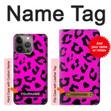 iPhone 13 Pro Max Hard Case Pink Leopard Pattern with custom name