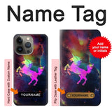 iPhone 13 Pro Max Hard Case Rainbow Unicorn Nebula Space with custom name