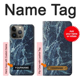 iPhone 13 Pro Max Hard Case Light Blue Marble Stone Texture Printed with custom name