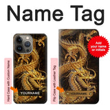 iPhone 13 Pro Max Hard Case Chinese Gold Dragon Printed with custom name