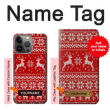 iPhone 13 Pro Max Hard Case Christmas Reindeer Knitted Pattern with custom name