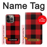 iPhone 13 Pro Max Hard Case Red Buffalo Check Pattern with custom name