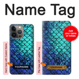 iPhone 13 Pro Max Hard Case Green Mermaid Fish Scale with custom name