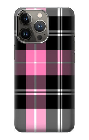 iPhone 13 Pro Max Hard Case Pink Plaid Pattern