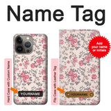 iPhone 13 Pro Max Hard Case Vintage Rose Pattern with custom name