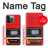 iPhone 13 Pro Max Hard Case Red Cassette Recorder Graphic with custom name
