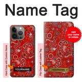 iPhone 13 Pro Max Hard Case Red Bandana with custom name