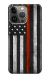 iPhone 13 Pro Max Hard Case Firefighter Thin Red Line Flag