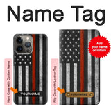 iPhone 13 Pro Max Hard Case Firefighter Thin Red Line Flag with custom name