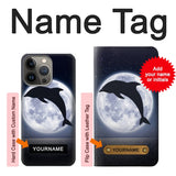 iPhone 13 Pro Max Hard Case Dolphin Moon Night with custom name