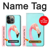 iPhone 13 Pro Max Hard Case Pink Flamingo with custom name