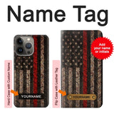 iPhone 13 Pro Max Hard Case Fire Fighter Metal Red Line Flag Graphic with custom name