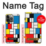 iPhone 13 Pro Max Hard Case Piet Mondrian Line Art Composition with custom name
