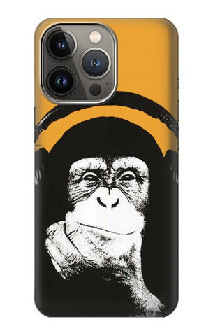 Apple iiPhone 14 Pro Hard Case Funny Monkey with Headphone Pop Music