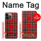 Apple iiPhone 14 Pro Hard Case Tartan Red Pattern with custom name