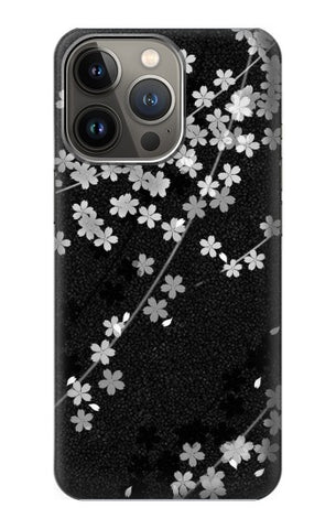 Apple iiPhone 14 Pro Hard Case Japanese Style Black Flower Pattern