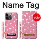 Apple iiPhone 14 Pro Hard Case Pink Flamingo Pattern with custom name