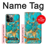 Apple iiPhone 14 Pro Hard Case Aqua Turquoise Stone with custom name