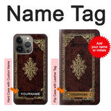 Apple iiPhone 14 Pro Hard Case Vintage Map Book Cover with custom name