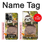 Apple iiPhone 14 Pro Hard Case Cute Baby Sloth Paint with custom name