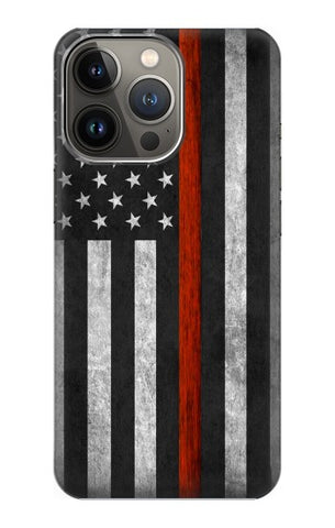 Apple iiPhone 14 Pro Hard Case Firefighter Thin Red Line Flag