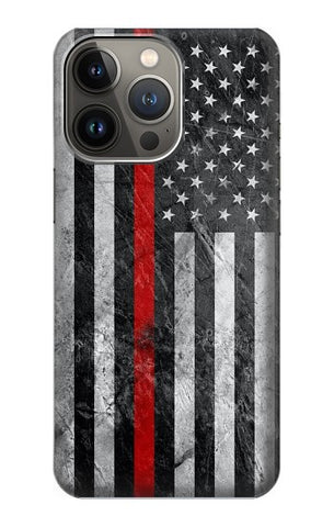 Apple iiPhone 14 Pro Hard Case Firefighter Thin Red Line American Flag