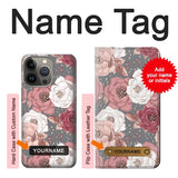 Apple iiPhone 14 Pro Hard Case Rose Floral Pattern with custom name