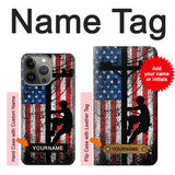 Apple iiPhone 14 Pro Hard Case Electrician Lineman American Flag with custom name