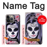 Apple iiPhone 14 Pro Hard Case Sugar Skull Steam Punk Girl Gothic with custom name