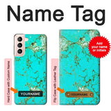 Samsung Galaxy S21 5G Hard Case Turquoise Gemstone Texture Graphic Printed with custom name