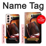 Samsung Galaxy S21 5G Hard Case Red Wine Bottle And Glass with custom name
