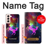 Samsung Galaxy S21 5G Hard Case Rainbow Unicorn Nebula Space with custom name