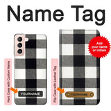 Samsung Galaxy S21 5G Hard Case Black and White Buffalo Check Pattern with custom name