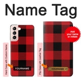 Samsung Galaxy S21 5G Hard Case Red Buffalo Check Pattern with custom name