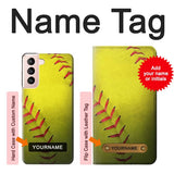 Samsung Galaxy S21 5G Hard Case Yellow Softball Ball with custom name