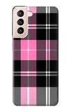 Samsung Galaxy S21 5G Hard Case Pink Plaid Pattern