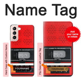 Samsung Galaxy S21 5G Hard Case Red Cassette Recorder Graphic with custom name