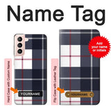 Samsung Galaxy S21 5G Hard Case Plaid Fabric Pattern with custom name